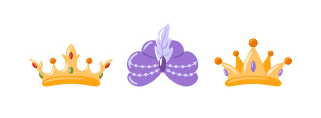 Fototapeta premium Three Kings Day. A set of three crowns. Turban. Dia de Reyes, Reyes Magos, Epiphany