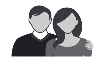 Fototapeta premium Stylized silhouette of a couple embracing with arms around each other