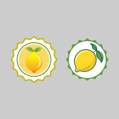 Bright Lemon Fruit Label and Sticker Design Set