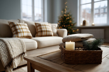 Homey holiday scene evokes sense of warmth and coziness, creating festive ambiance perfect for relaxation
