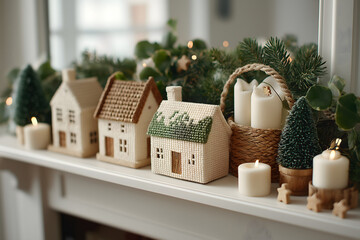 A festive holiday scene evokes cozy and heartwarming feeling with its charming and detailed textures