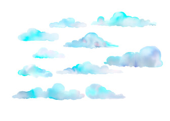 watercolor background with soft pastel clouds