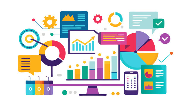 colorful business analytics and data visualization infographic