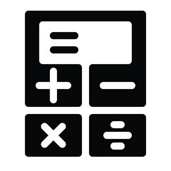 Solid calculator icon for math, finance, budget, and digital compute.