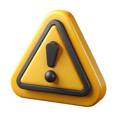 Yellow warning triangle sign with a black exclamation mark, isolated on white background