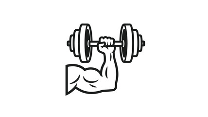 Strong arm flexing with barbell weights a powerful fitness illustration silhouette