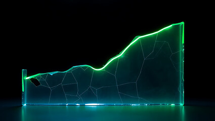 Generative AI Visualizing Digital Growth Trends with Illuminated Graphs in a Futuristic Style