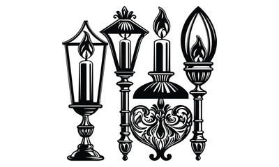 Collection of Vintage Lanterns and Old-Fashioned Lamps