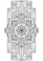 black and white simetris mandala with details ornament