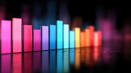 Colorful bars showing data trends on a dark background