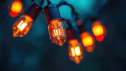 Video A bright and colorful string of lights on a dark background, ideal for parties or events