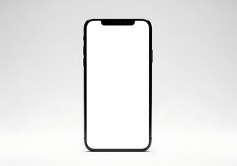Modern smartphone with blank white screen on a light background
