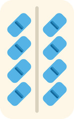Blister pack containing blue pills is shown, representing the concept of medication and healthcare