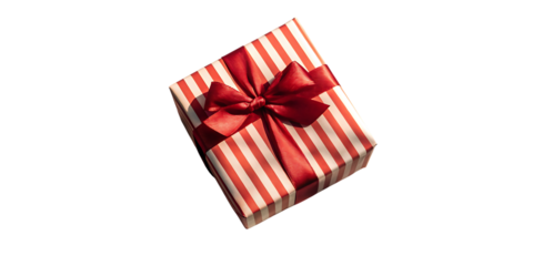 Gift of Celebration: A beautifully wrapped gift box, adorned with a festive red ribbon, presents a symbol of thoughtfulness and joy, perfect for special occasions.