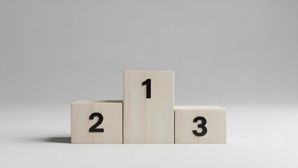 Podium with First, Second, and Third Places in a Minimalist Setting