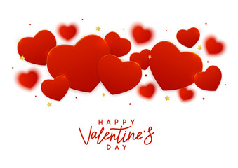 Hearts horizontal border on white background for Valentines day and wedding lovely greeting card design