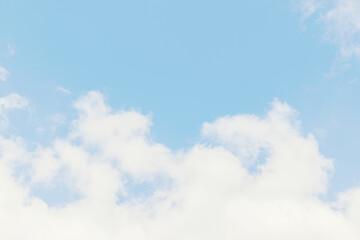 Beautiful blue sky with light white cloud background, dancer overcast. Demonstrating color, trend...