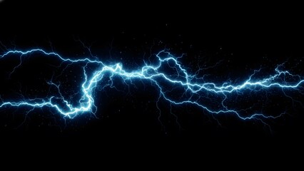 Dynamic Lightning Strike, Nature Phenomenon, Dark Background, High-Definition Image, Electric Environment, Close-Up View, Energy Concept
