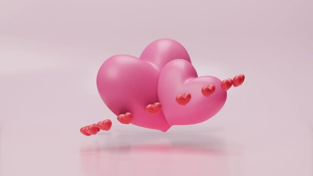 Love heart hugging couple with red heart spinning loop 3d animation. Concept of love, Valentines Day celebration, friendship, hug day, togetherness. Embrace heart symbol for world day holiday.