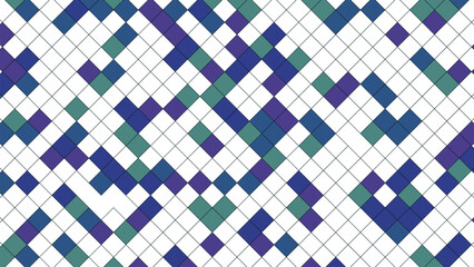 Abstract geometric pattern with interlocking diamond shapes in shades of blue and green.