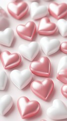 Obraz premium Pink and white hearts background for Valentines Day celebration