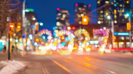 New year celebration with city lights showing 2027 in the background