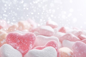 Fototapeta premium Sweet Heart Candies with Festive Bokeh Lights