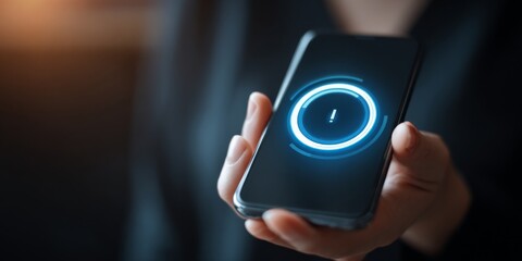 Person Holding Smartphone With Loading Circle On Screen, Symbolizing Update Process, Technology Advancement, Application Development, Digital Connection