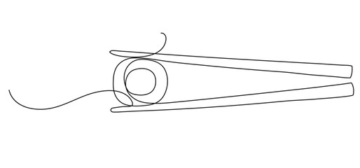 Sushi with chopsticks. Continuous line drawing.