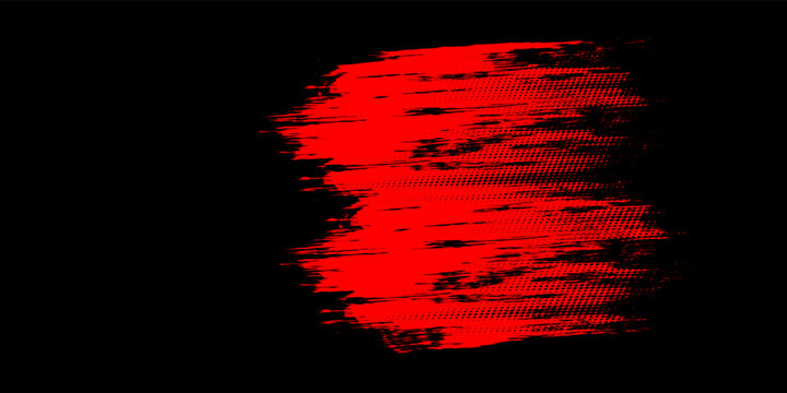 Halftone red dots pattern and black gradient grunge texture background. Dotted line comic sport style vector illustration.
