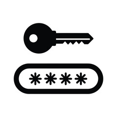 Key and password icon, minimal security access vector for login use
