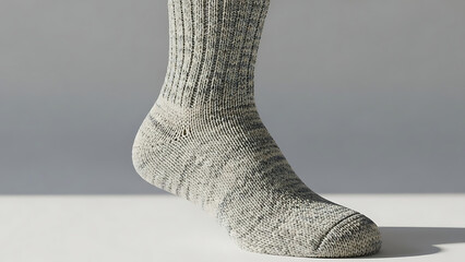 high-quality sock mockup with knitted fabric detail, realistic texture, displayed on an invisible mannequin, soft natural lighting highlighting the texture of the fabric--v 6.1 --ar 16:9 --q 2"
"