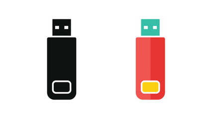 Two usb flash drives one black and one red with teal accents