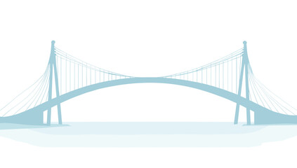 Fototapeta premium Light blue abstract suspension bridge over calm water, bridge with hanging cables