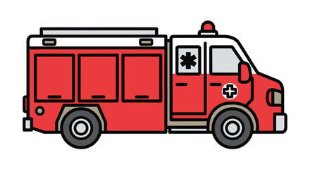 Emergency medical services ambulance truck isolated on black background