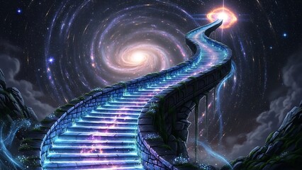 Cosmic Stairway - A Journey Through Space and Light.