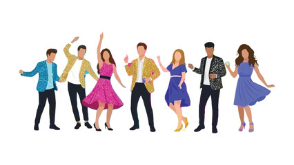 Obraz premium Joyful Dancing Group: A vibrant group of people come together, embracing the rhythm of music and the freedom of movement, celebrating life's joyous moments through spirited dancing.