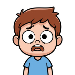 Fototapeta premium Cartoon Boy with Worried Expression and Wide Eyes.