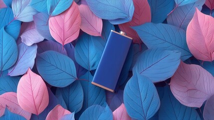 Vibrant blue and pink foliage surrounding a rectangular power cell shape