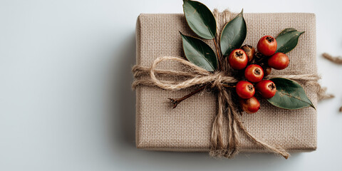 Gift wrapped with christmas elements