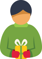Person holding christmas present wearing winter clothes, perfect for christmas projects
