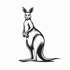 Elegant Kangaroo Silhouette Logo Vector Illustration on white background