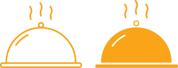 Orange hot dish serving plate cloche icon vector illustration