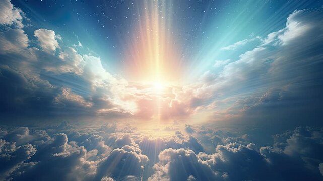 Shining sky with clouds, heaven concept