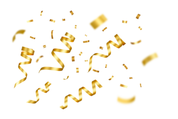 Golden cofetti flying isolated on white