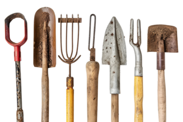 Gardening Tools. White or PNG Transparent Background.
