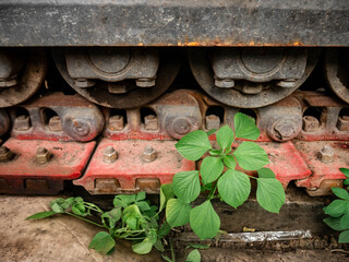 abandoned Old Bulldozer Track and Roller Wheel Detail