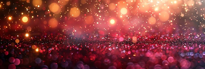 Panoramic Bokeh Lights Displayed Abstractly With Warm Red and Orange Tones