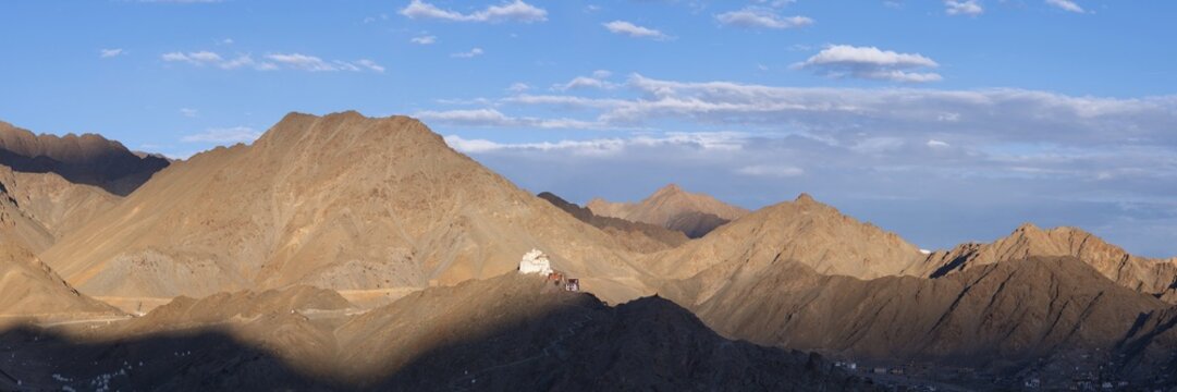 The Namgyal Tsemo Gompa monastery on Tsenmo Hill, a viewpoint over Leh, Ladakh, Jammu and Kashmir, India