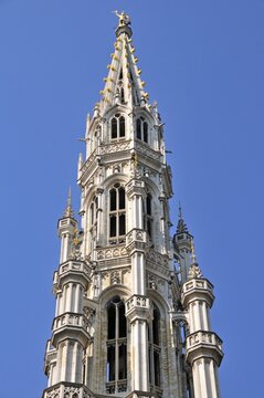 City Hall, Gothic Tower, Grand Place, Brussels, Belgium, Benelux